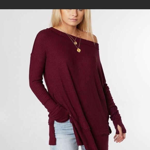 Free People North Shore Thermal Tunic Top - Red and green ,Xs - Picture 2 of 10